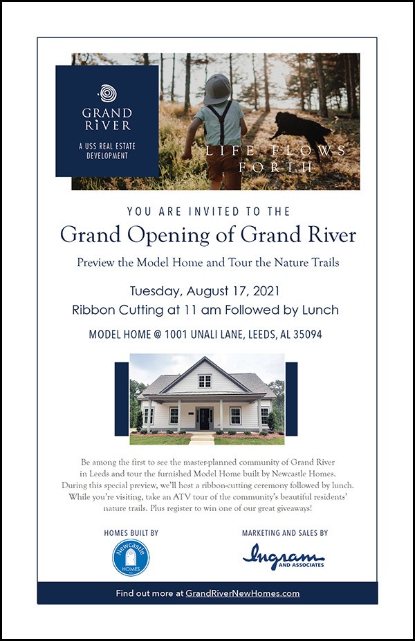 Leeds Area Chamber of Commerce and the City of Leeds invites you to join them for the Grand River Homes Ribbon Cutting and Open House – August 17. 11 am - Ribbon Cutting and then lunch from Rusty's at Open House.