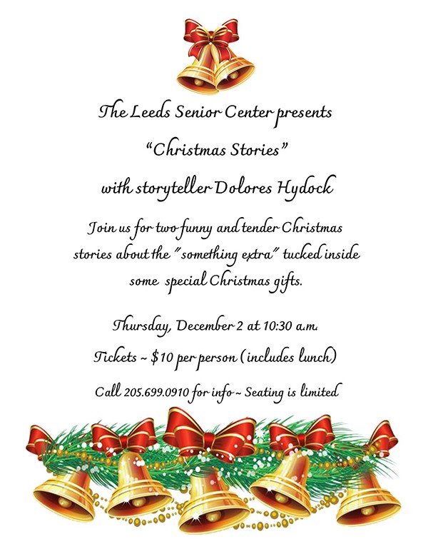 Christmas Stories with Storyteller Dolores Hydock | The Leeds Senior Center presents “Christmas Stories” with storyteller Dolores Hydock.