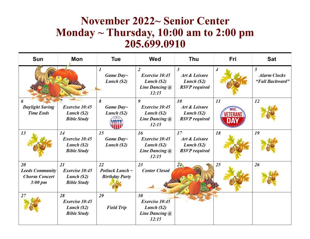 Senior Calendar November '22