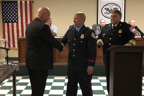 Congratulations is in order for Firefighter Jon Ford with Leeds Fire Department.  He recently received a promotion in his job from Firefighter to Apparatus Operator.  