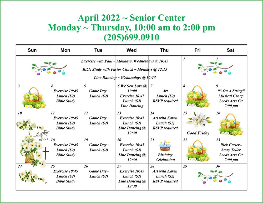 Senior Calendar April '22
