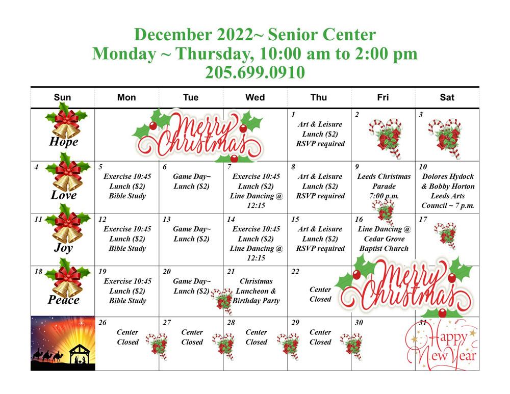 Senior Calendar December '22