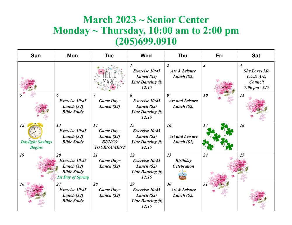 Senior Calendar March '23
