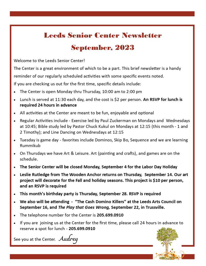 Senior Newsletter September 2023