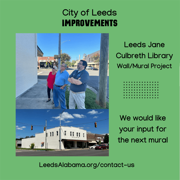 CITY OF LEEDS CONTINUES WITH IMPROVEMENT PROJECTS: Mayor Miller, along with Leeds Jane Culbreth Library Director and Library Chairperson,